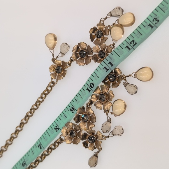 Rare J. Crew Gold Floral Necklace with Beaded Accents - Picture 4 of 5